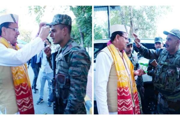 काफिला रोक, सेना के जवानों के बीच पहुंचे मुख्यमंत्री धामी