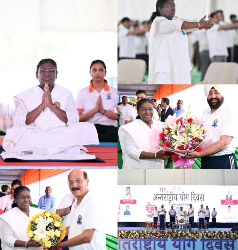 राष्ट्रपति द्रौपदी मुर्मू ने देहरादून में किया 11 वें अंतरराष्ट्रीय योग दिवस का शुभारंभ