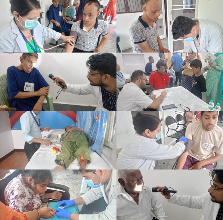 श्री महंत इन्दिरेश अस्पताल द्वारा चैशायर होम्स में निःशुल्क स्वास्थ्य शिविर का आयोजन