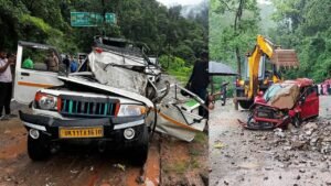 दुखद खबर: उत्तराखंड में दर्दनाक सड़क हादसा दो की मौत 6 घायल :देखें वीडियो