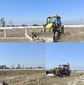 मसूरी–देहरादून विकास प्राधिकरण की सख्ती, 125 बीघा भूमि पर की जा रही अवैध प्लॉटिंग पर चला एमडीडीए का बुलडोजर