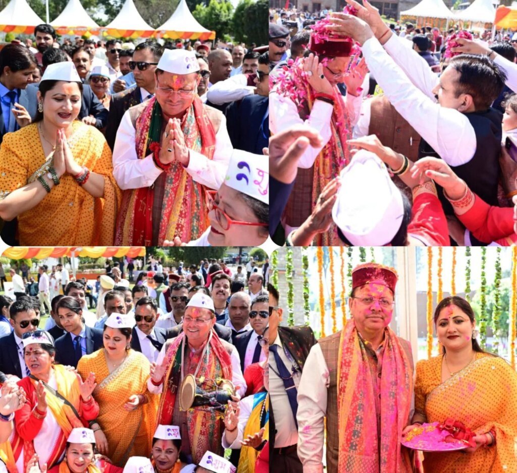 होली मिलन के लिए सीएम आवास में उमड़ी भारी भीड़