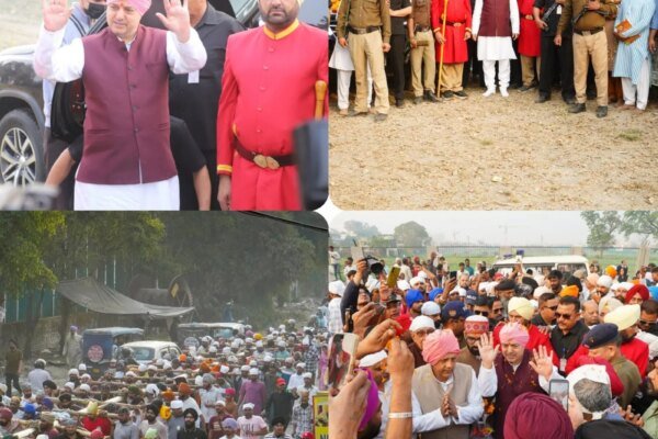 94 फीट ऊंचे नए ध्वजदण्ड को कंधों पर उठाकर श्री दरबार साहिब पहुंची संगतें