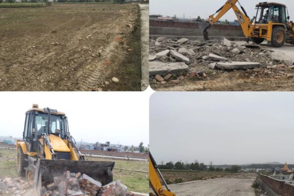 गणेशपुर में 30 बीघा की अवैध प्लॉटिंग पर चला एमडीडीए का बुलडोजर, जेसीबी से ध्वस्तीकरण की कार्रवाई