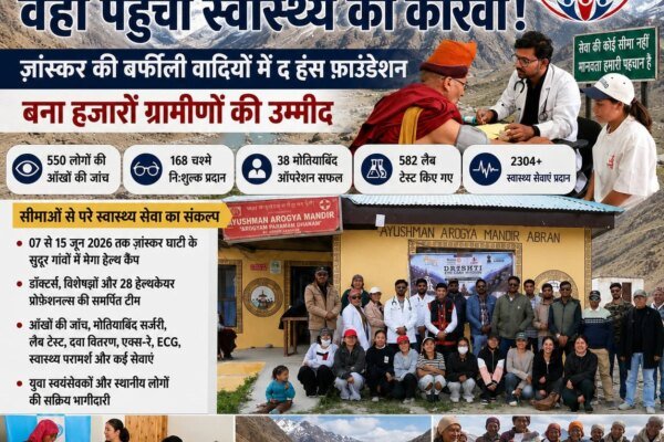 जहां सड़कें खत्म, वहां पहुंचा स्वास्थ्य का कारवां! ज़ांस्कर की बर्फीली वादियों में द हंस फ़ाउंडेशन बना हजारों ग्रामीणों की उम्मीद