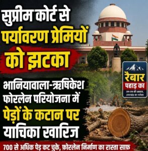 सुप्रीम कोर्ट से पर्यावरण प्रेमियों को झटका, भानियावाला-ऋषिकेश फोरलेन पर पेड़ों के कटान का रास्ता साफ