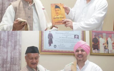 श्री दरबार साहिब पहुंचे भगत सिंह कोश्यारी श्रीमहंत देवेन्द्र दास जी महाराज से की शिष्टाचार भेंट