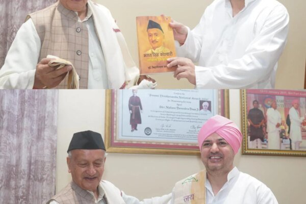 श्री दरबार साहिब पहुंचे भगत सिंह कोश्यारी श्रीमहंत देवेन्द्र दास जी महाराज से की शिष्टाचार भेंट